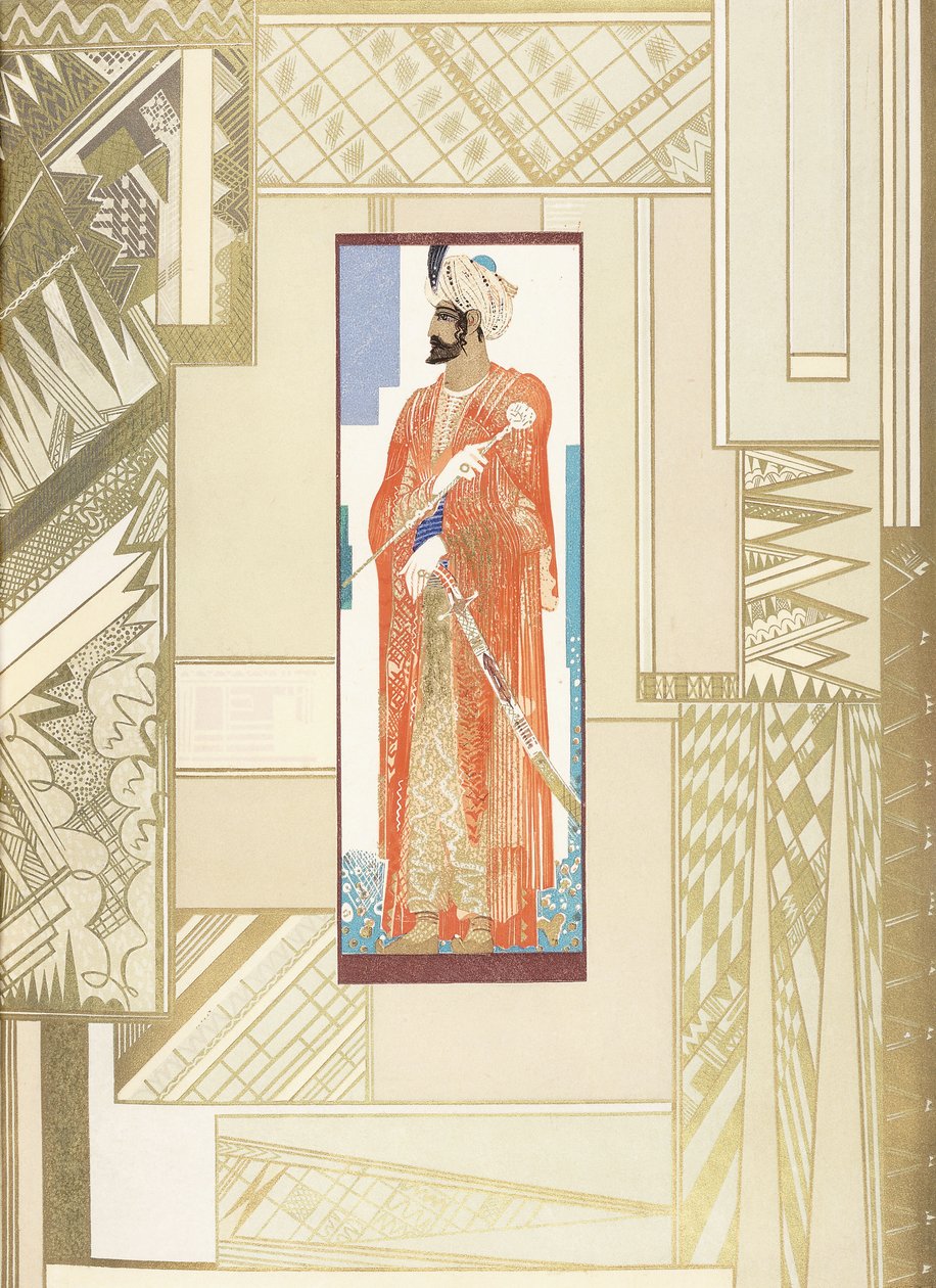 Mann mit Turban, mit modernem Design von Francois Louis Schmied