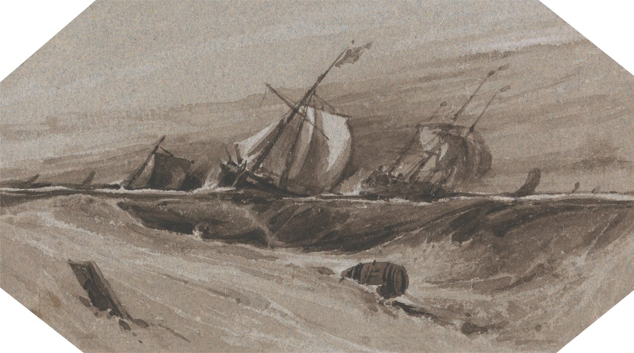 Schiffe, die in einem stürmischen Meer krängen von Francois Louis Thomas Francia