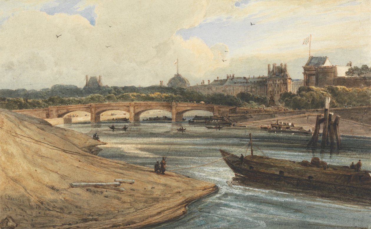 Die Pont de la Concorde und der Tuilerienpalast vom Cours la Reine von Francois Louis Thomas Francia