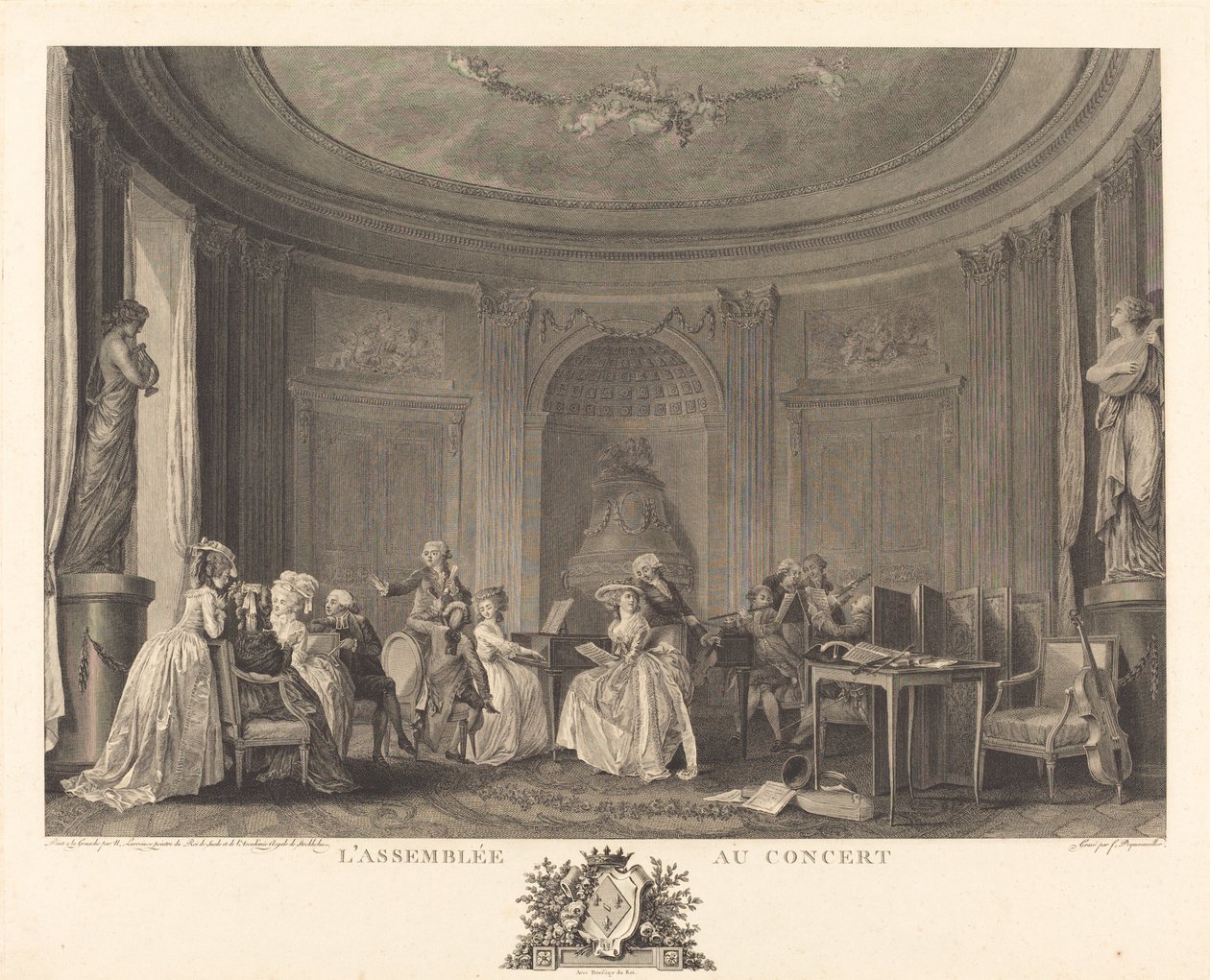 Die Versammlung beim Konzert von Francois Nicolas Barthelemy Dequevauviller after Nicolas Lavreince