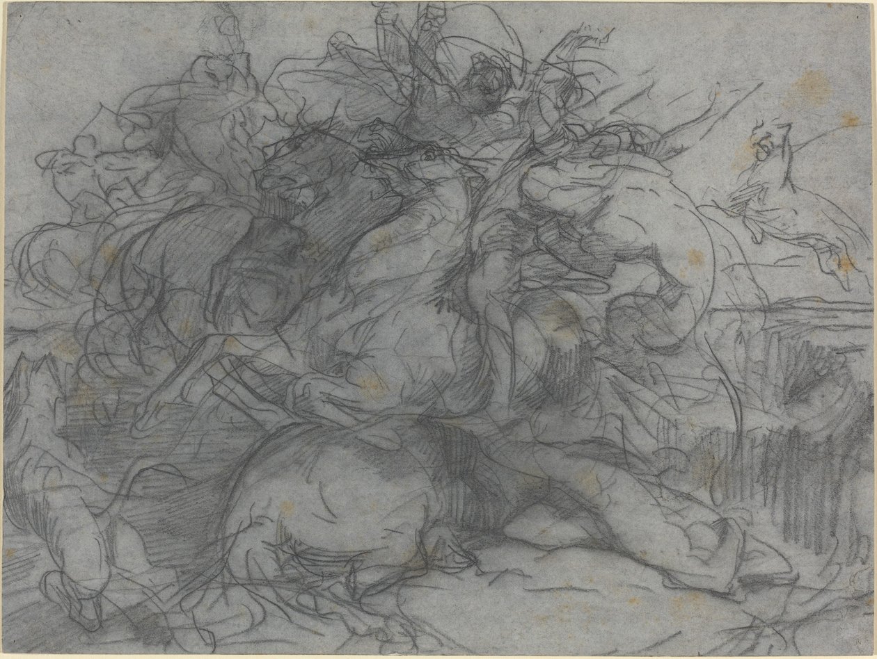 Studie für "Überraschung" (Schlacht der Tiger) von Francois Nicolas Chifflart