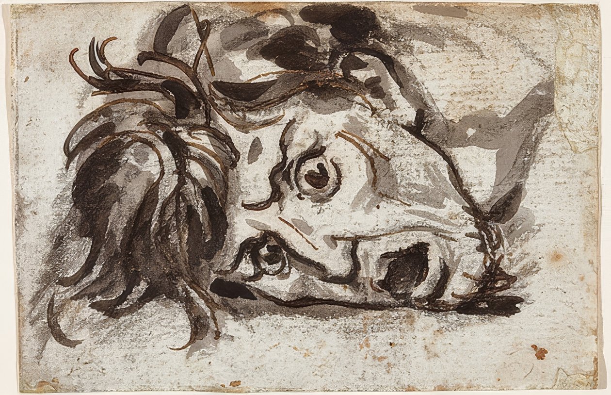 Kopf eines Mannes mit geöffnetem Mund und weit aufgerissenen Augen von Francois Pascal Simon Gerard