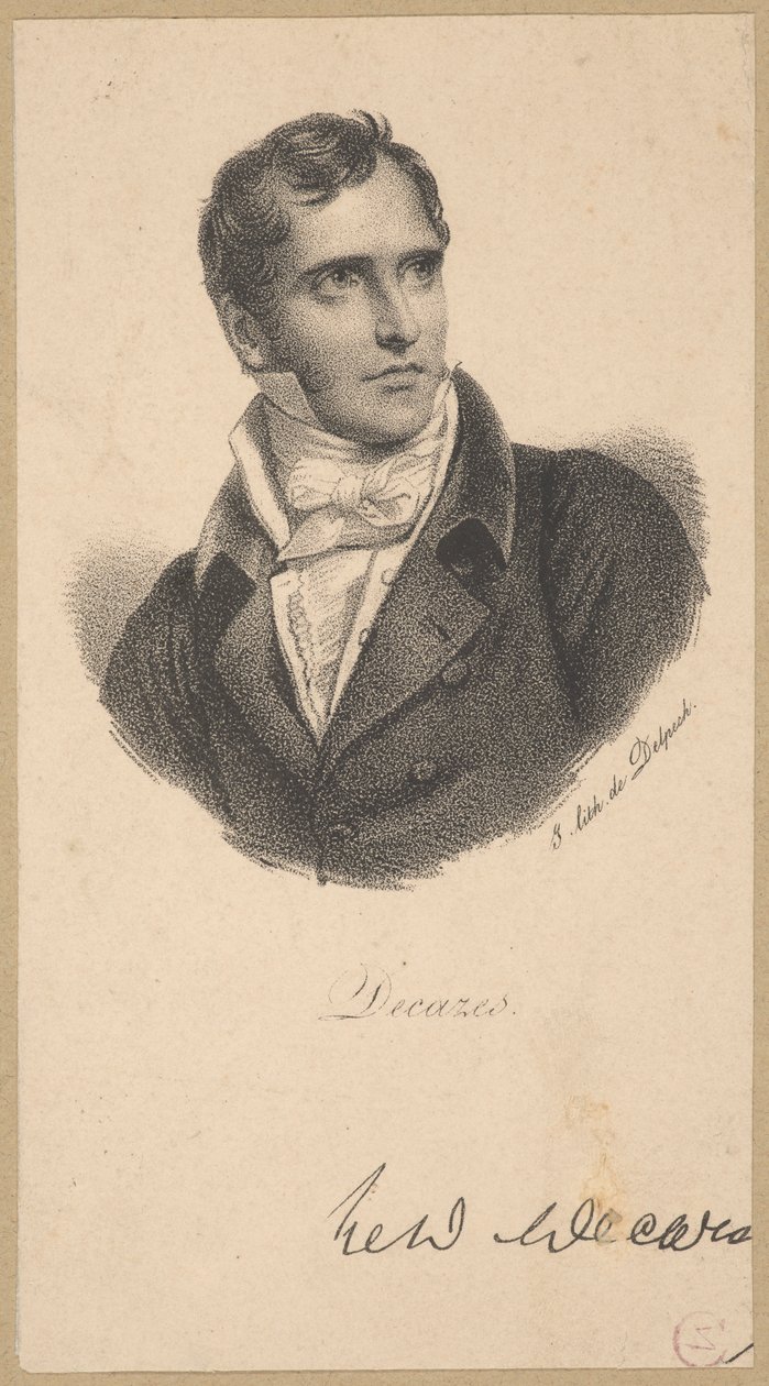 Élie, Herzog von Decazes (1780 Saint-Martin-de-Laye - 1860 Decazeville) - französischer Politiker, Premierminister in den Jahren 1818-1820 von Francois Seraphin Delpech