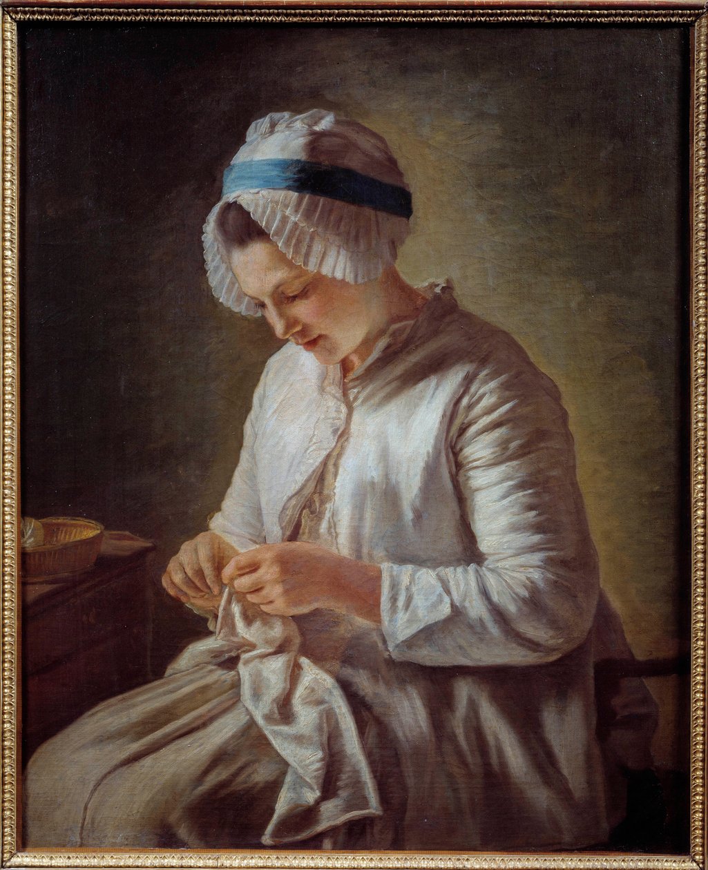 Porträt einer Frau beim Stricken. Gemälde von Francoise Duparc, 18. Jahrhundert von Francoise Duparc