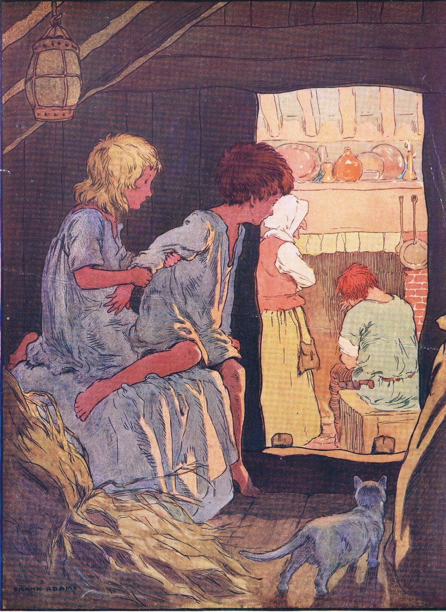 Die Kinder konnten nicht schlafen, aus Hänsel und Gretel, veröffentlicht von Blackie & Son Limited, ca. 1940 von Frank Adams