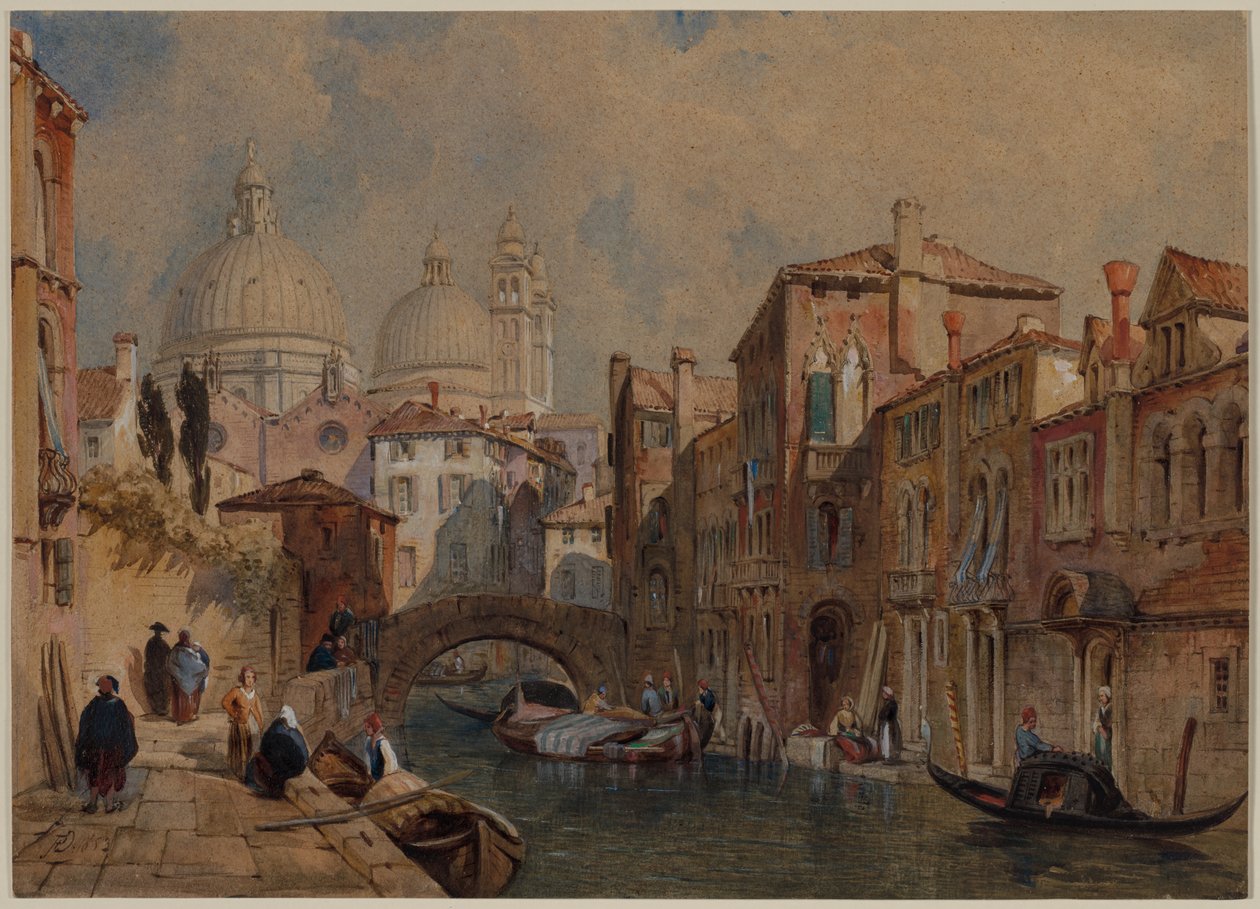 Ansicht von Venedig: Die Kuppel von Santa Maria della Salute vom Hinterhof des Da Mula Palastes, Blick nach Osten von Frank Dillon