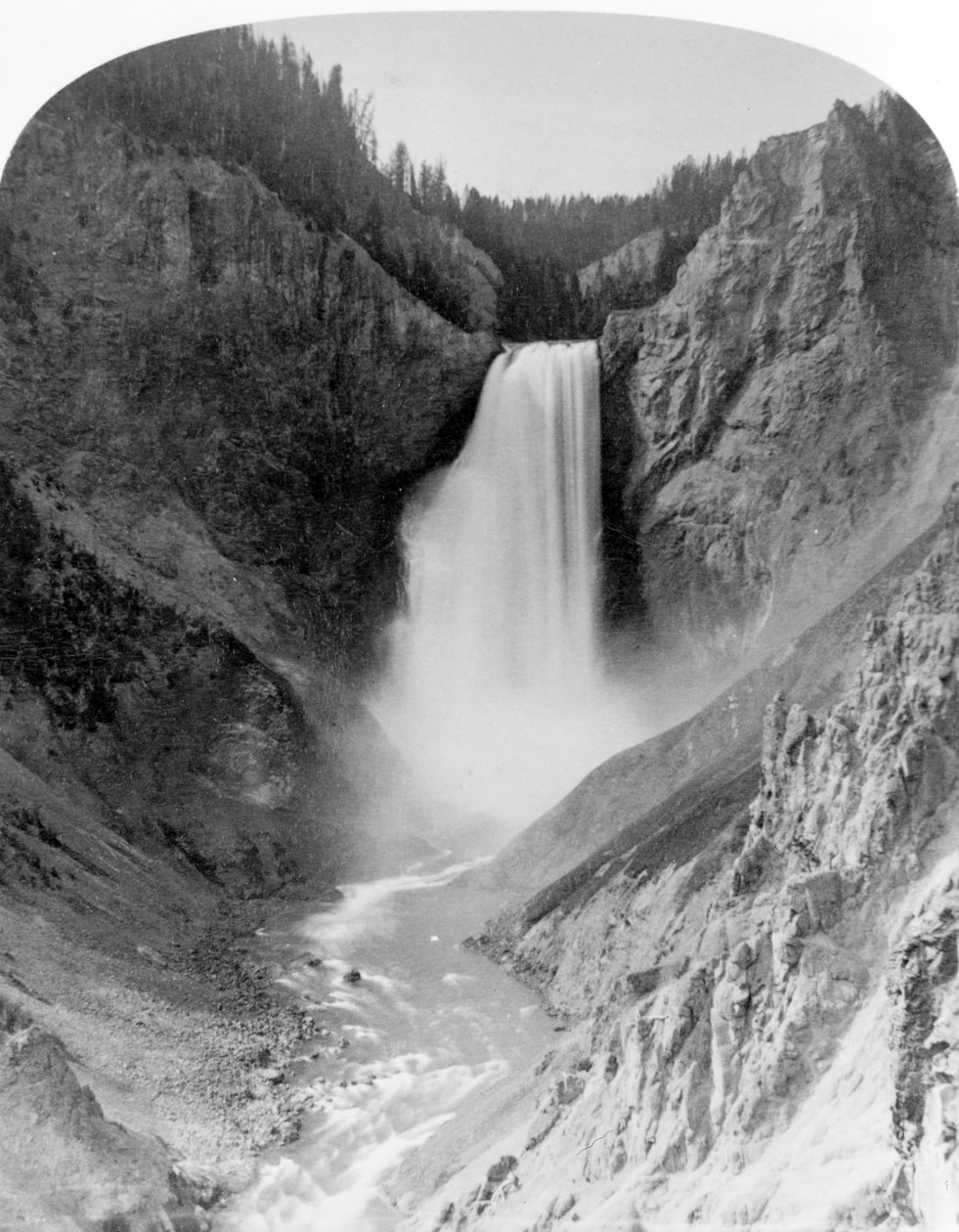 Große Wasserfälle des Yellowstone, 360 Fuß, um 1883 (s/w Foto) von Frank Jay Haynes