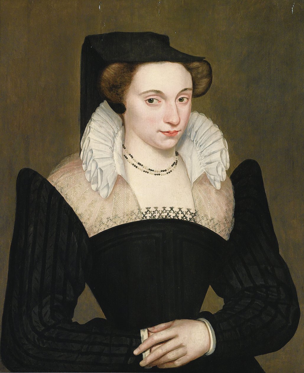 Porträt einer Dame in einer schwarzen Robe von François Quesnel