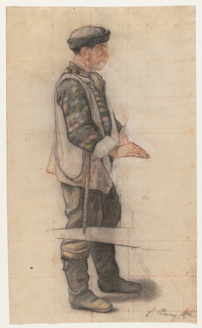 Der Tragenhelfer (Studie für "Le Couvreur tombé") von François Bonvin