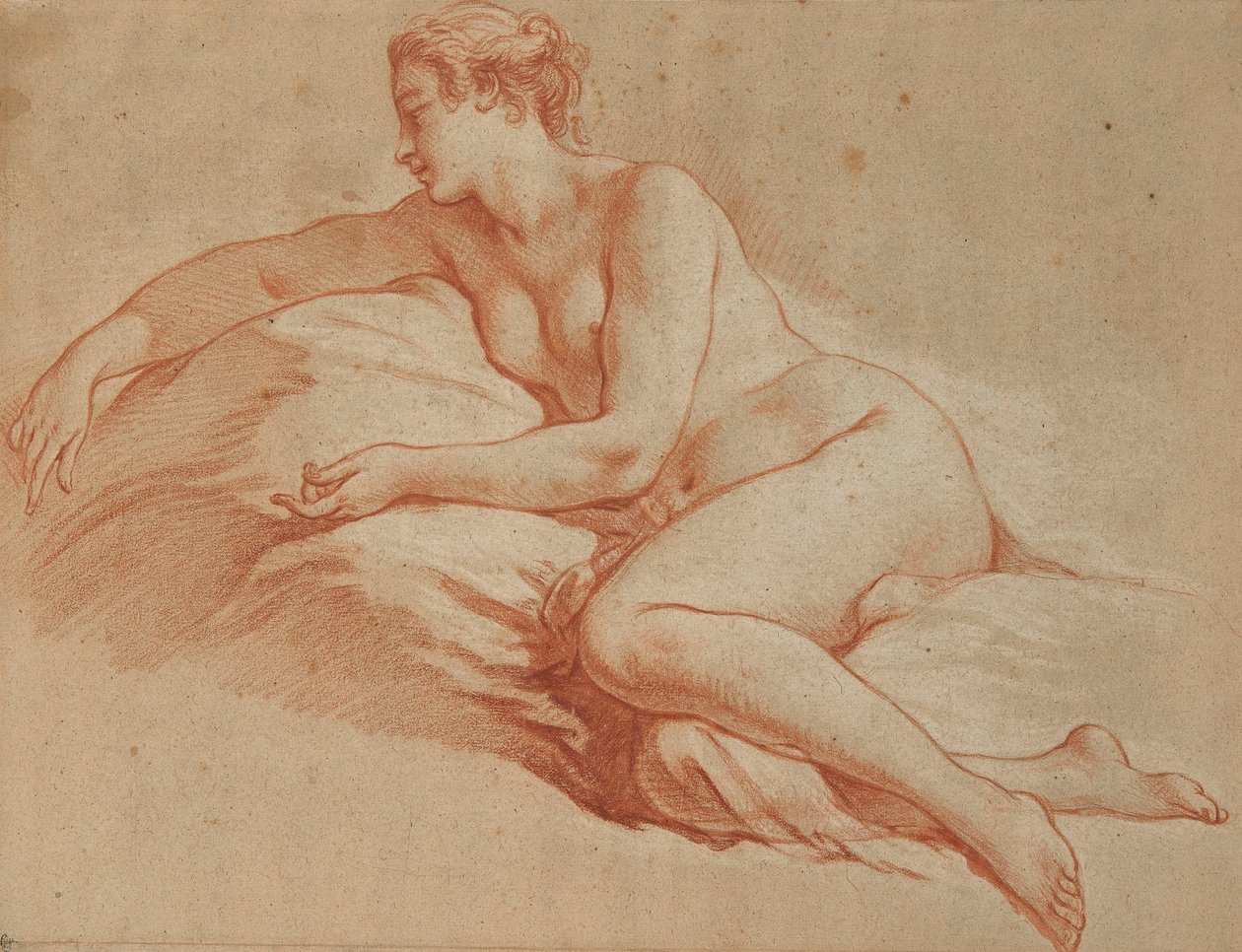 Boucher - Liegende nackte Frau, nach links gedreht von François Boucher