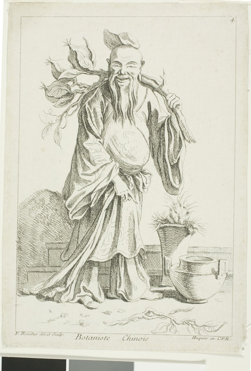 Chinesischer Botaniker, aus Recueil de diverses figures chinoise du cabinet de François Boucher von François Boucher