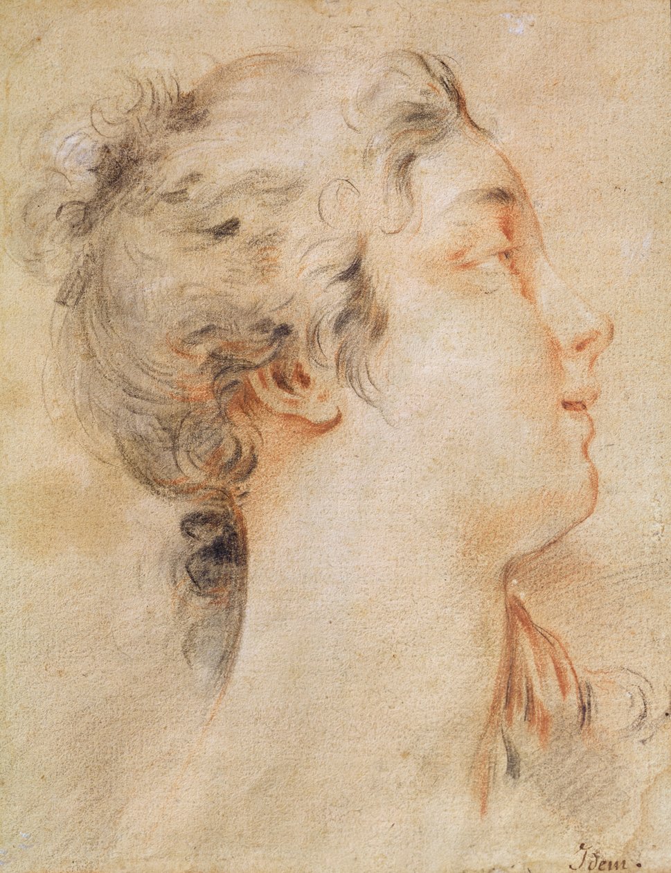 Kopf einer Frau nach rechts gedreht von François Boucher