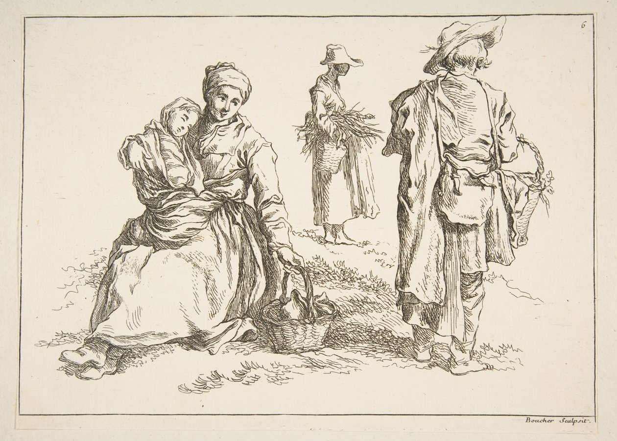 Blatt mit Skizzen, 1753 von François Boucher