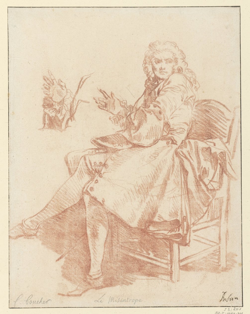 Studie für Alceste (Entwurf für die Illustration von Le Misanthrope aus der Ausgabe von 1734 von Molières Werken) von François Boucher