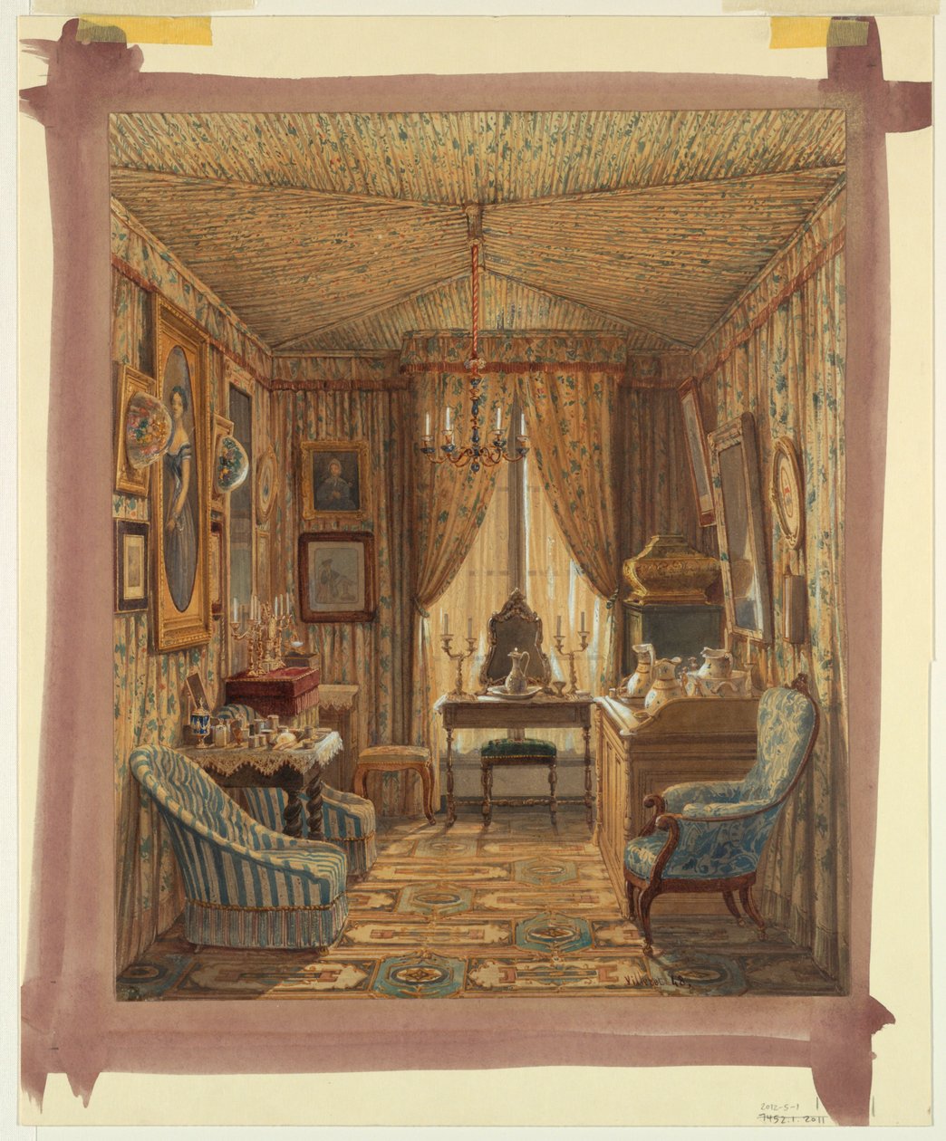Innenansicht eines Ankleidezimmers mit Zeltdecke, 1848 von Francois Etienne Villeret