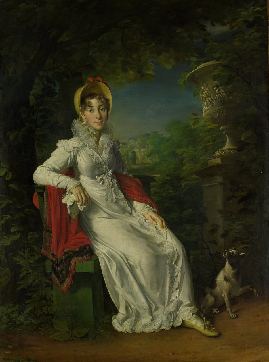 Carolina Ferdinanda Louisa von Sizilien, Ehefrau von Charles Ferdinand, Herzog von Berry, im Park von Bagatelle im Bois de Boulogne (bei Paris) von François Gérard
