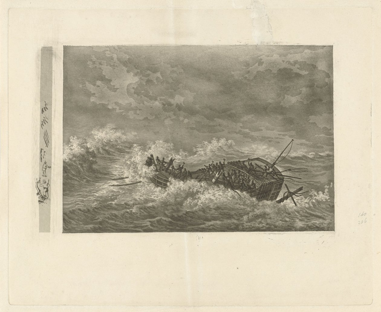 Stürmische See mit sinkendem Schiff von François Joseph Pfeiffer (II)