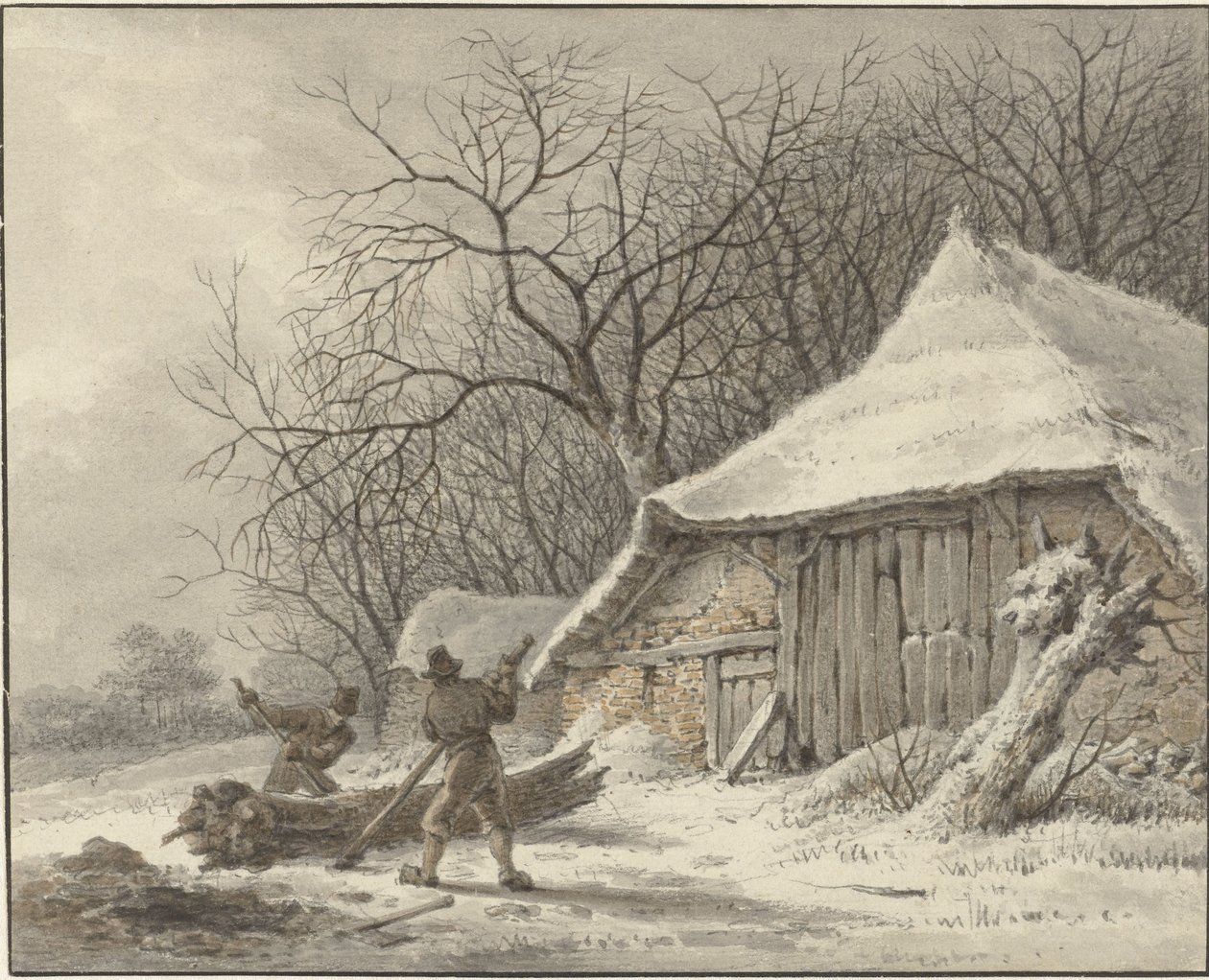 Winterlandschaft mit Bauernhof bei Voorbroek in Terborg von François Joseph Pfeiffer (II)