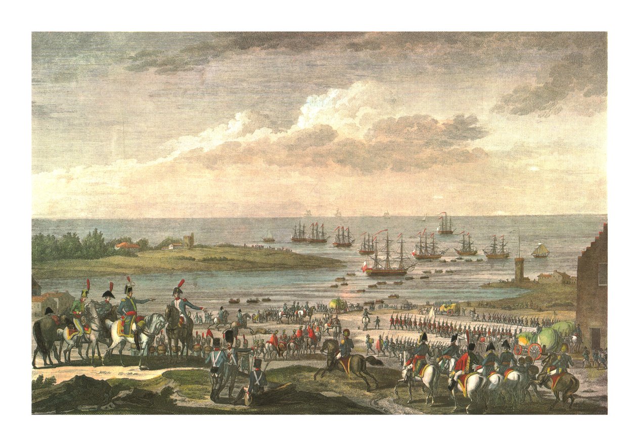 Einschiffung der Engländer in Holland, 30. November 1799, um 1850 von François Louis Couché