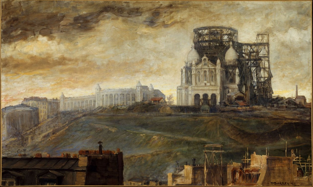 Der Butte Montmartre mit dem im Bau befindlichen Sacré-Coeur, ca. 1890 von François Marius Borrel