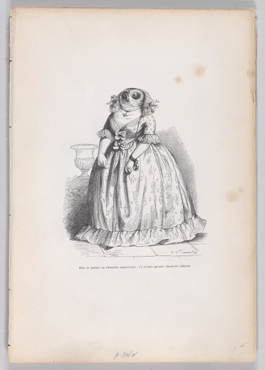 Sie posierte sich als überlegene Eule und war nur eine lächerliche Eule aus Szenen von..., ca. 1837-47 von François Rouget