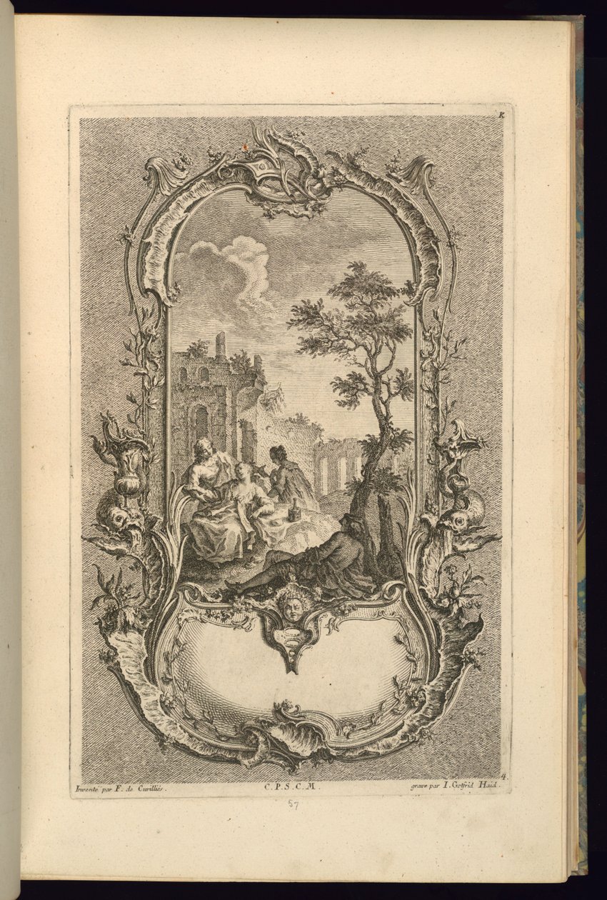 Entwurf für Kartusche mit großen und kleinen Fächern von François de Cuvilliés the Elder