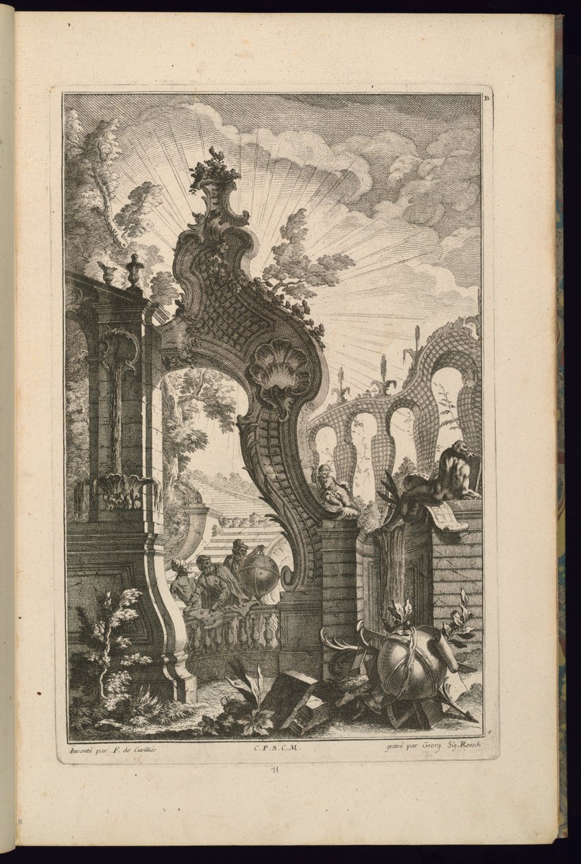 Entwurf für einen Brunnen mit Gitterbögen von François de Cuvilliés the Elder
