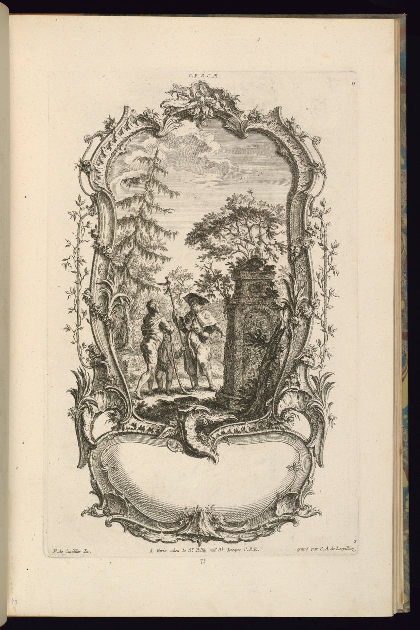 Entwurf für eine Kartusche mit großen und kleinen Fächern von François de Cuvilliés the Elder