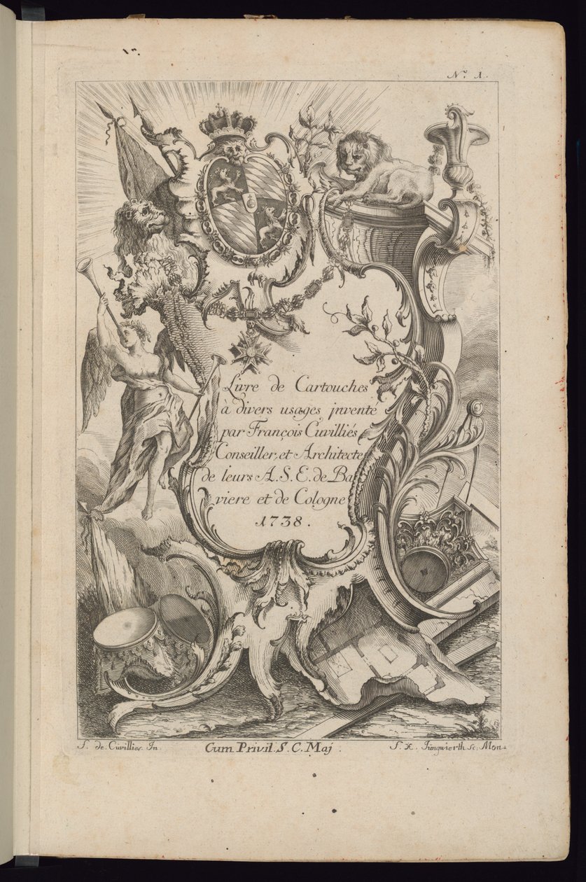 Titelseite, Livre de Cartouches à divers usages (Buch der Kartuschen für verschiedene Verwendungen) von François de Cuvilliés the Elder