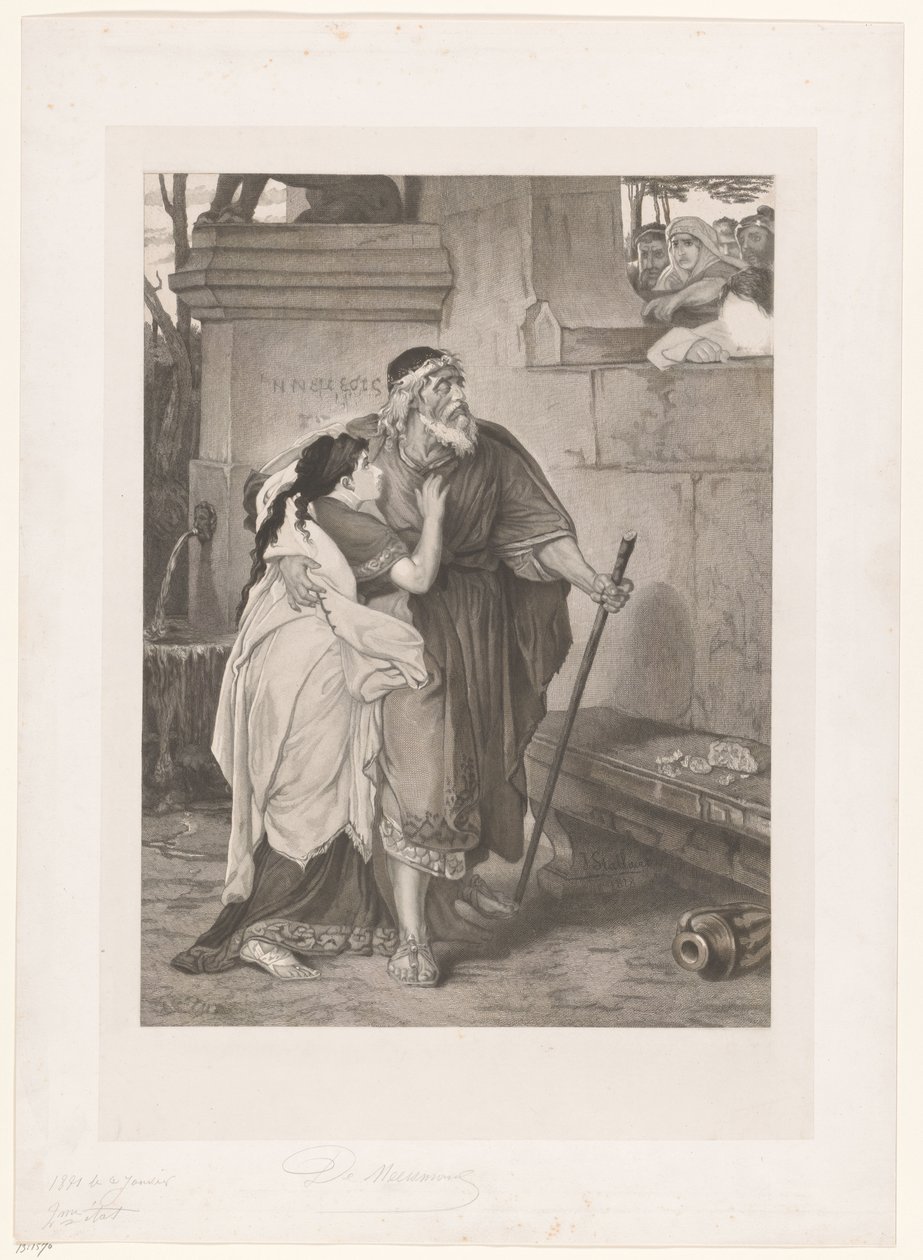 Blinder Ödipus geführt von Antigone von François de Meersman (signed by artist)