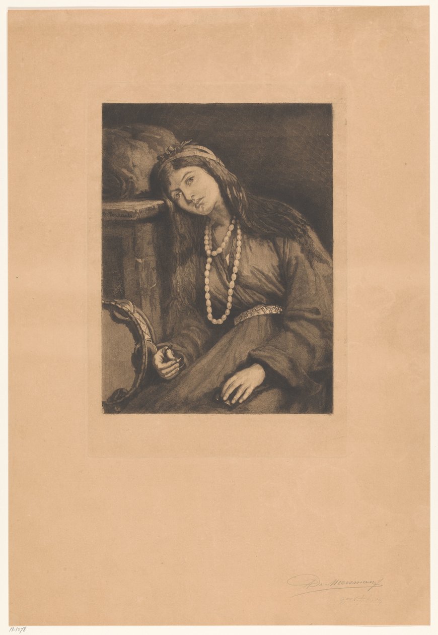 Ruhende Musikerin mit Kastagnetten und Tamburin, Mignon (Originaltitel) von François de Meersman (signed by artist)