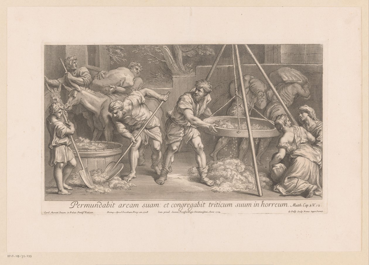 Arbeiter bei der Verarbeitung von Getreide von François de Poilly (II)