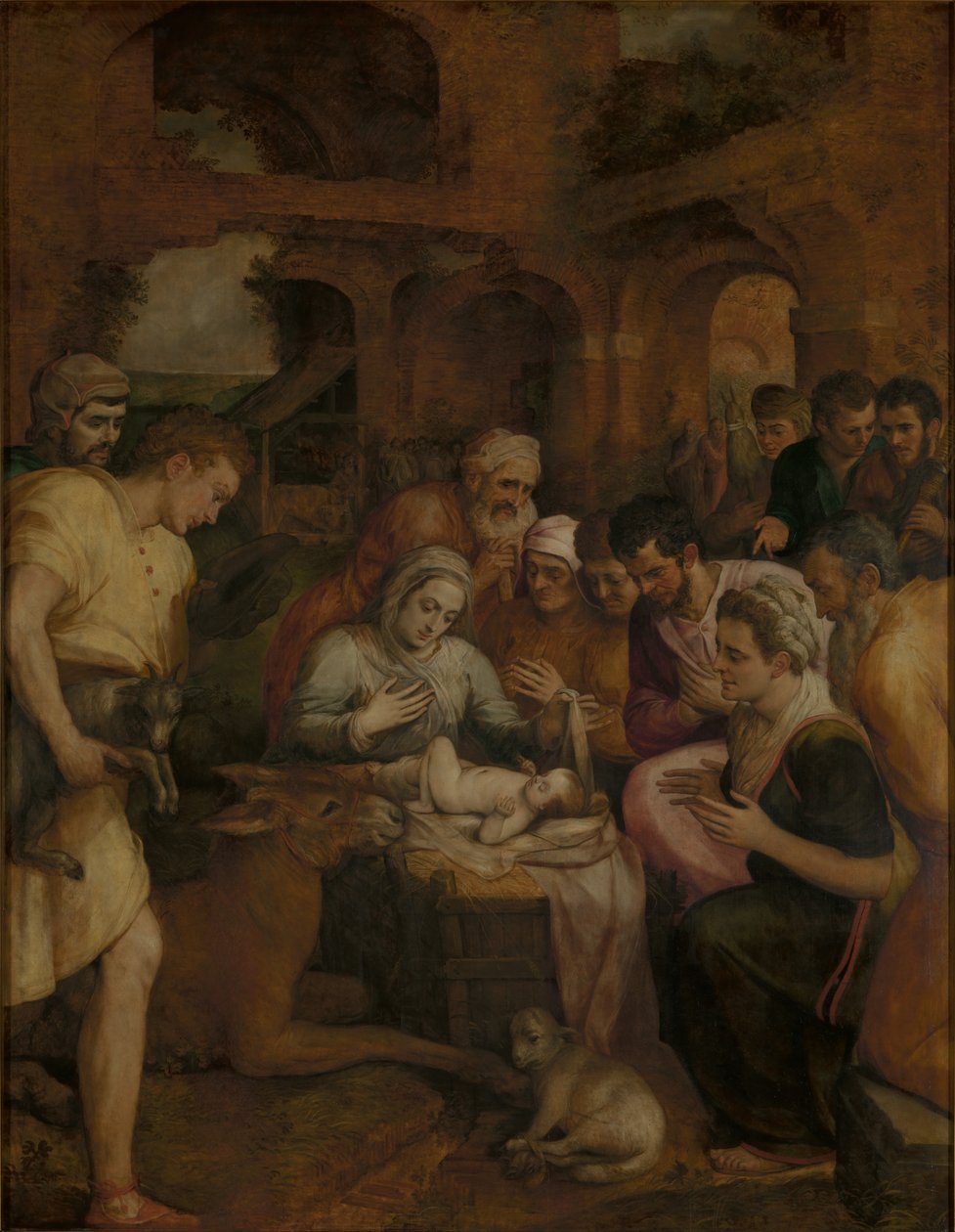 Die Anbetung der Hirten von Frans Floris