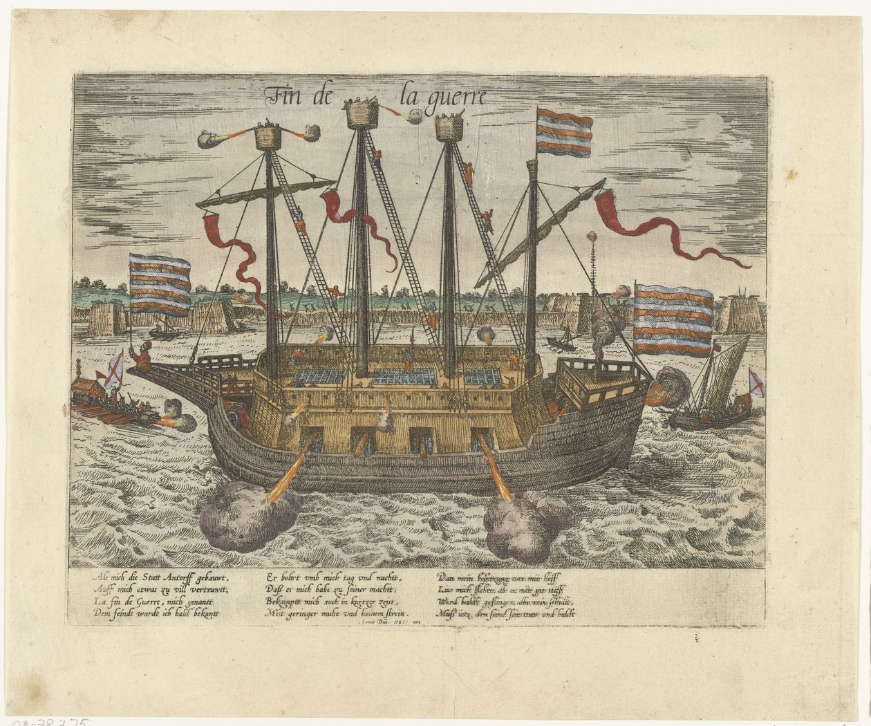 Das Schiff Fin de la guerre, 1585. Serie 9: Niederländische und Deutsche Ereignisse, 1583-1587 (Serientitel) von Frans Hogenberg