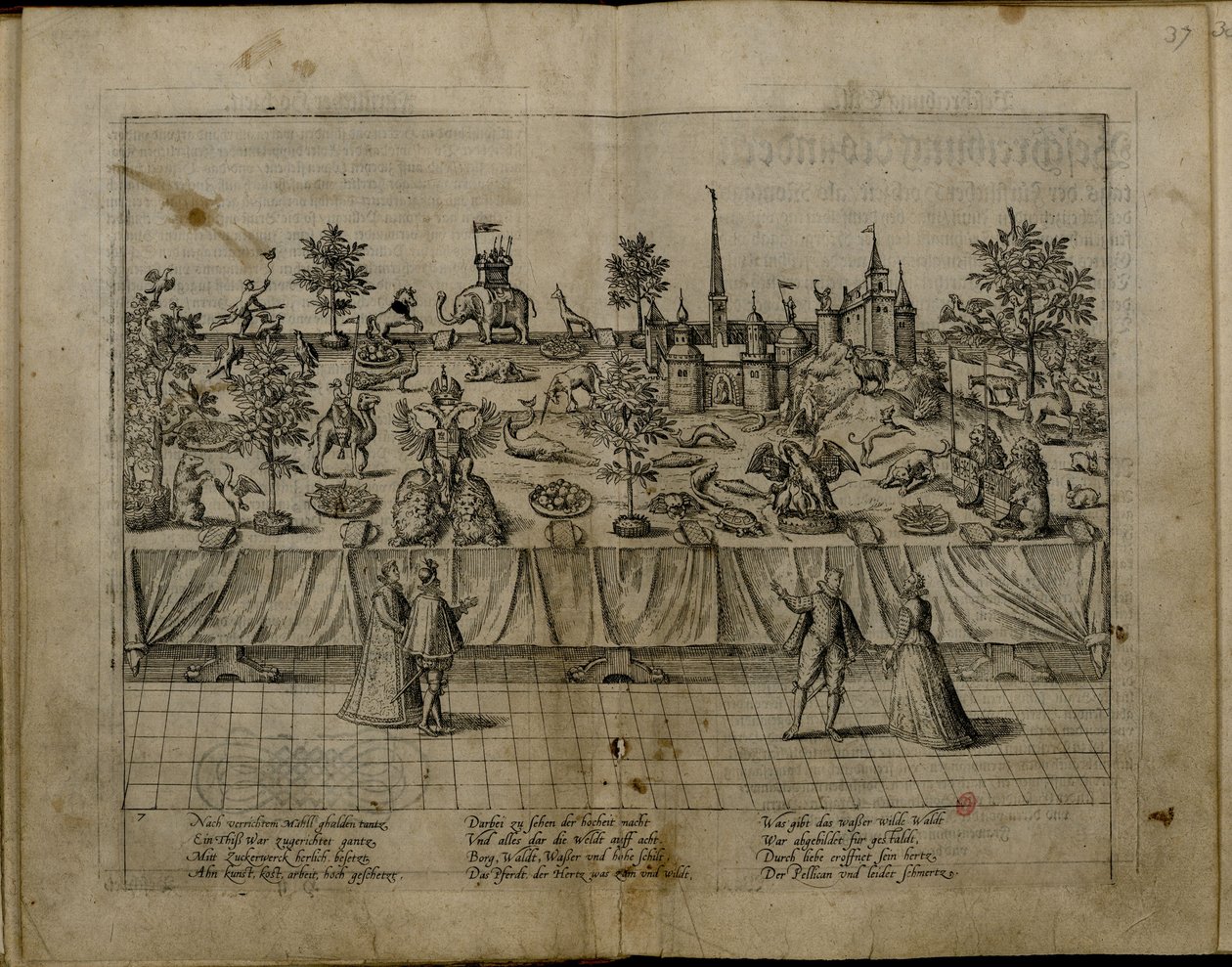 Die Hochzeit von Herzog Johann Wilhelm von Jülich-Kleve-Berg und Jakobea von Baden, 1585 von Frans Hogenberg