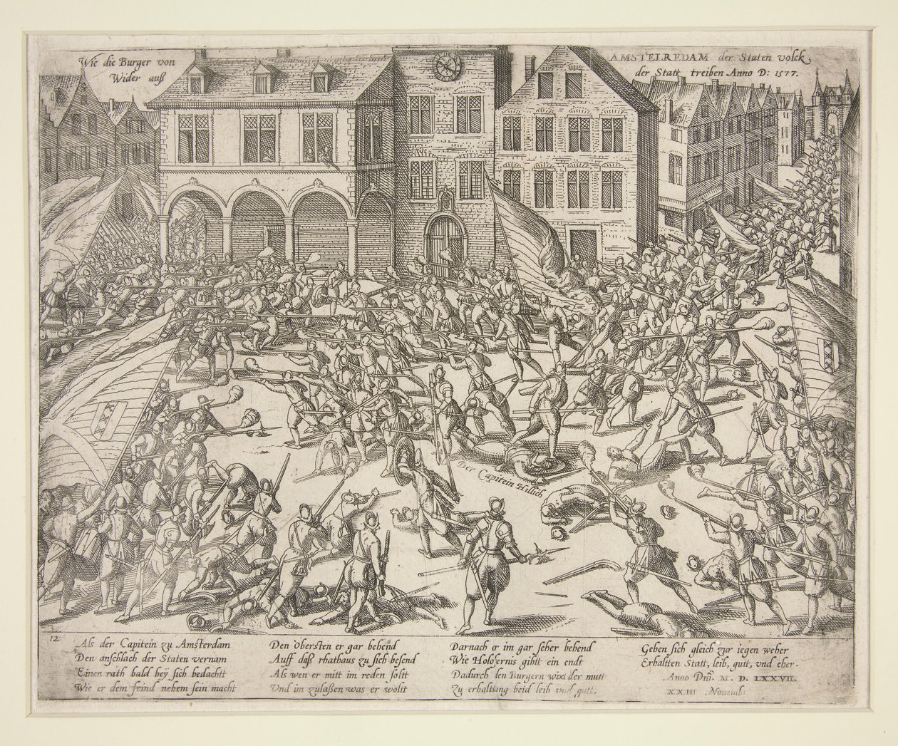 Wie die Bürger von Amsterdam die Truppen aus der Stadt vertrieben von Frans Hogenberg