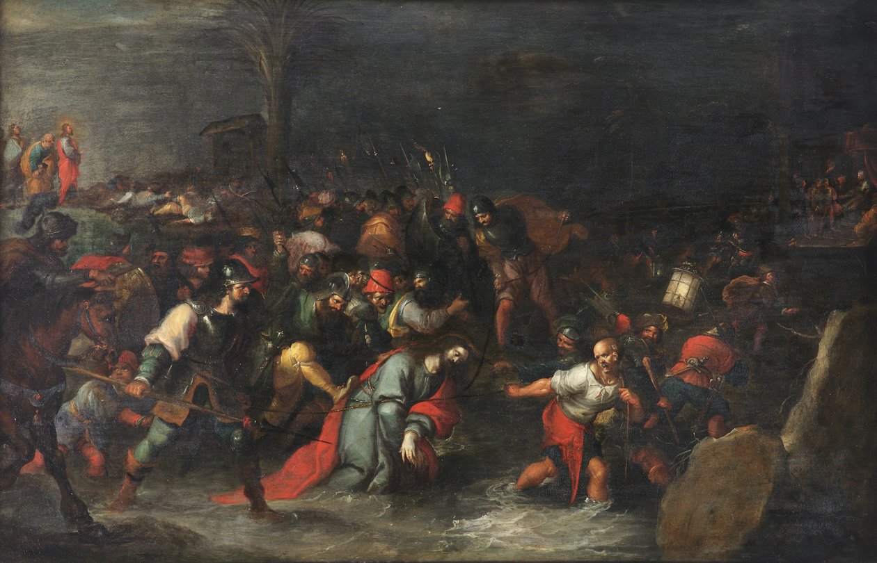 Christus wird nach seiner Verhaftung durch den Bach Cedron geschleppt von Frans II the Younger Francken