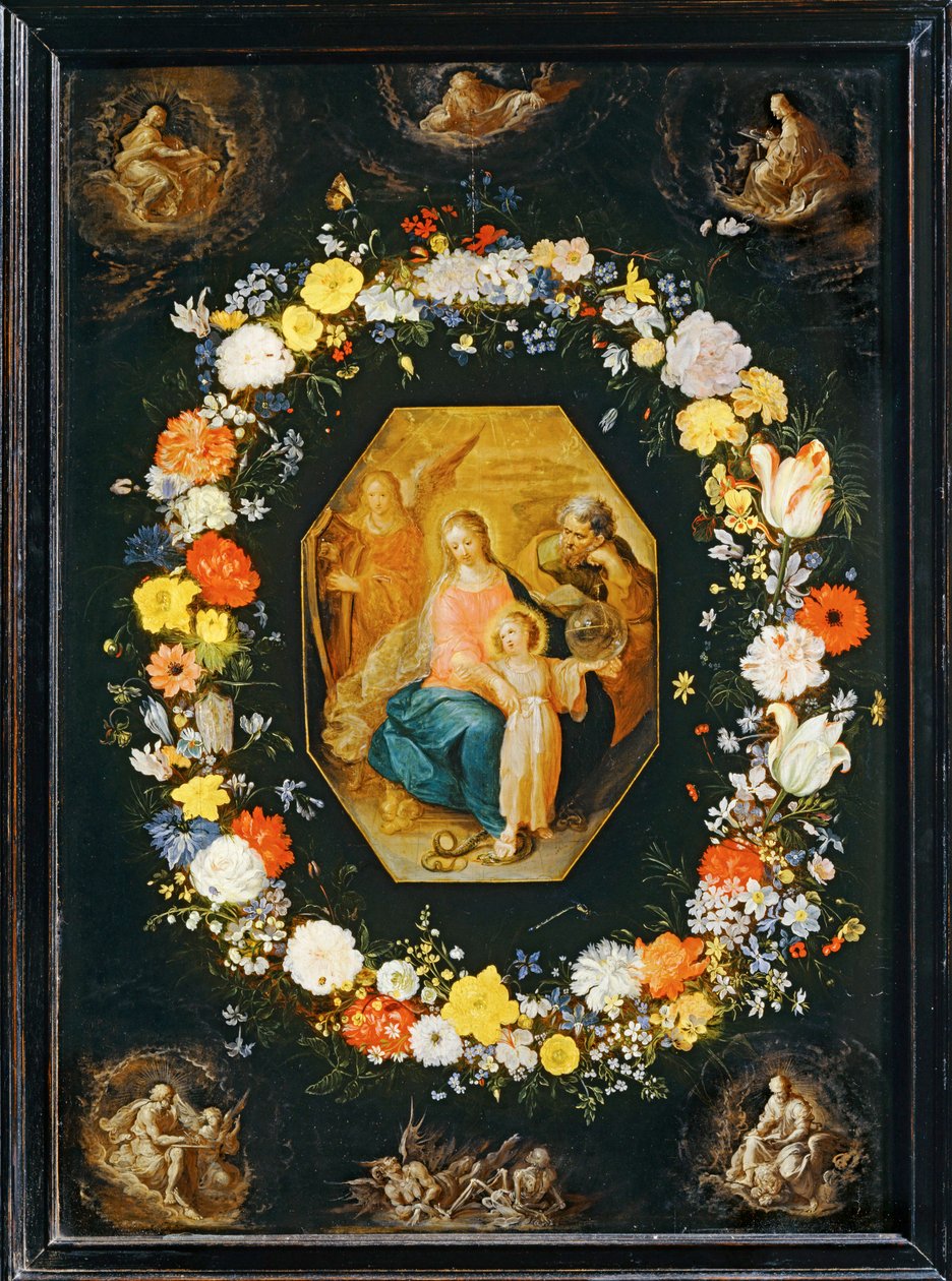 Die Heilige Familie umgeben von einem Blumenkranz von Frans II the Younger Francken