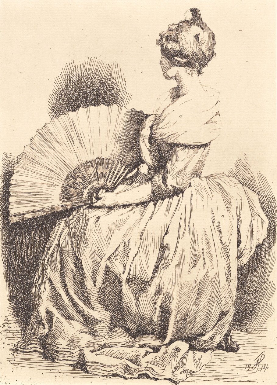 Sitzende Dame mit Fächer von Frans Schwartz
