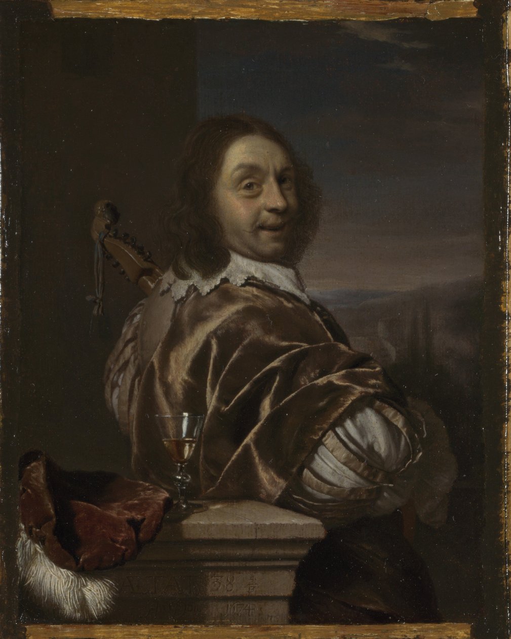 Selbstporträt mit einer Zister von Frans van Mieris the Elder