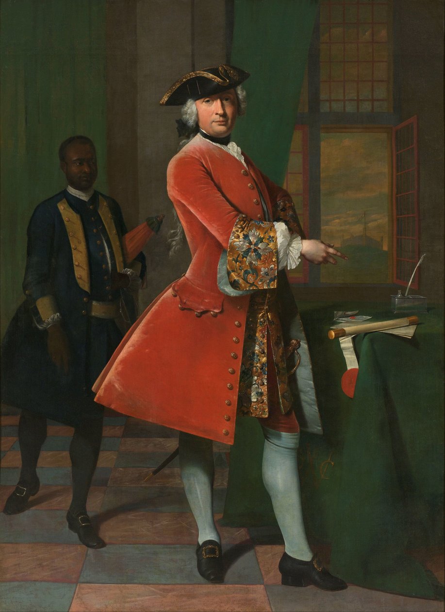 Porträt von Jan Pranger und einem versklavten Diener von Frans van der Mijn