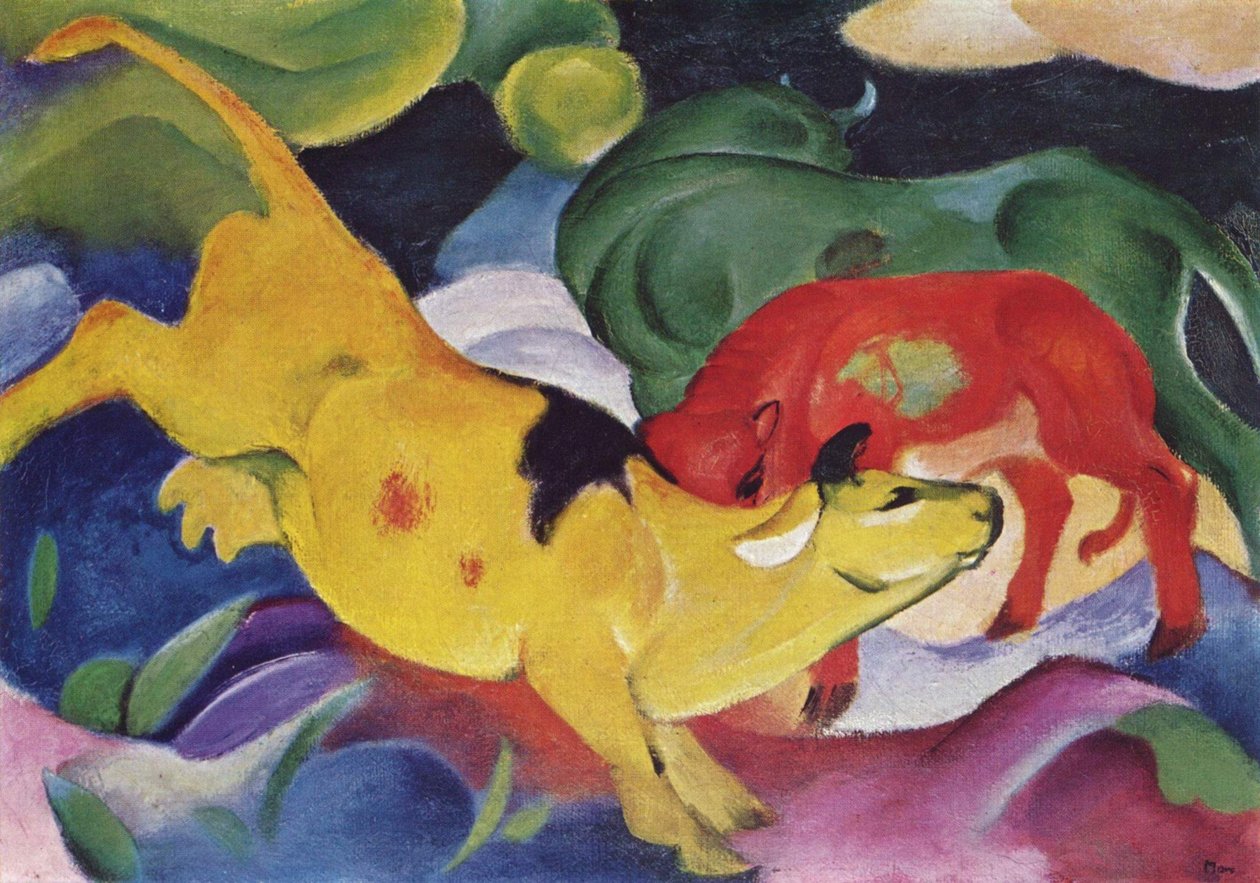 Kühe - rot, grün, gelb von Franz Marc