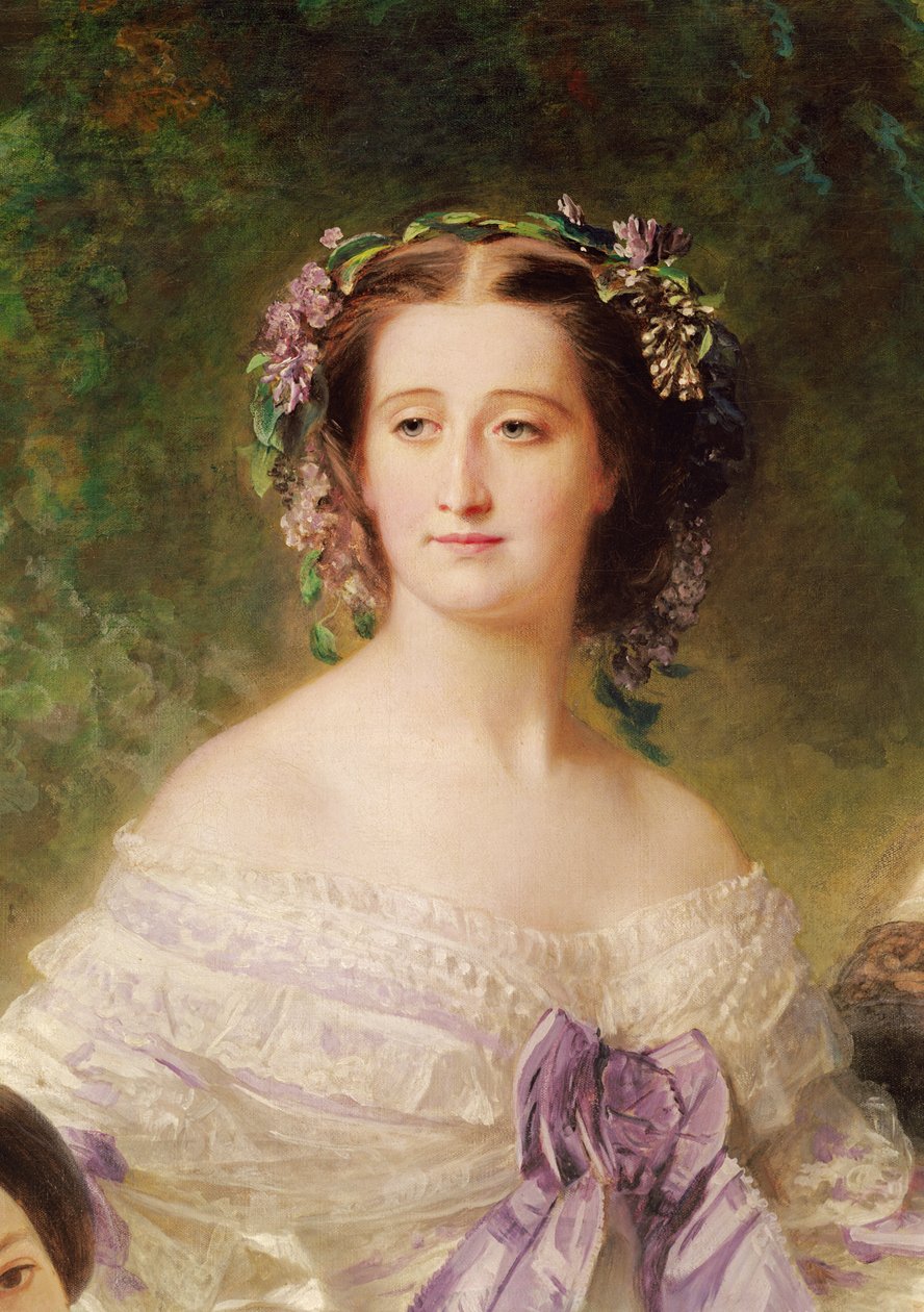 Kaiserin Eugenie (1826-1920) und ihre Hofdamen, Detail der Kaiserin, 1755 (Detail) von Franz Xaver Winterhalter