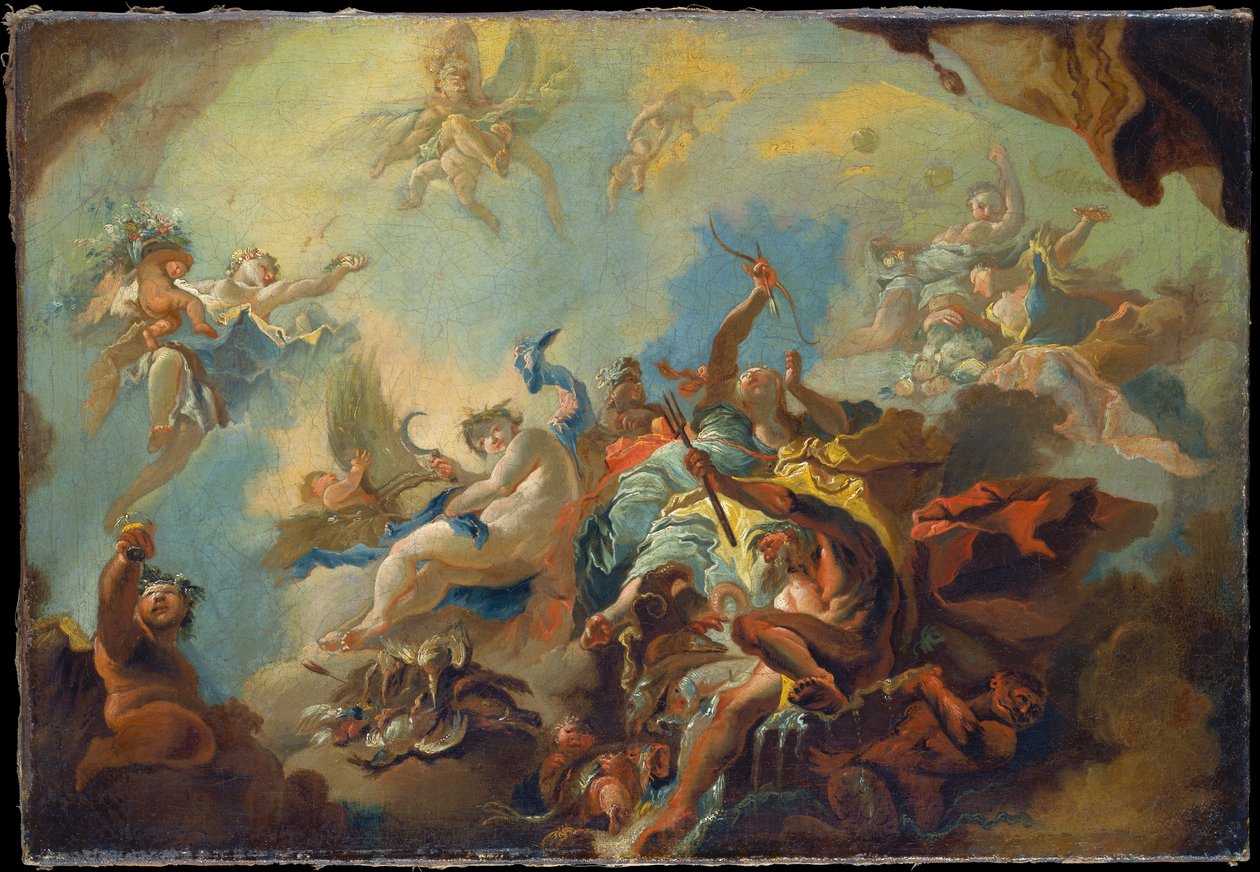 Die vier Elemente, Vorbereitende Studie für eine bemalte Decke (Allegorie der Zeit?) von Franz Anton Maulbertsch
