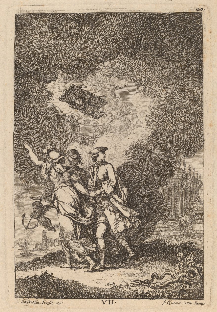 Bei der Ankunft in Rom: Tafel 7 von Franz Edmund Weirotter after Étienne de Lavallée Poussin