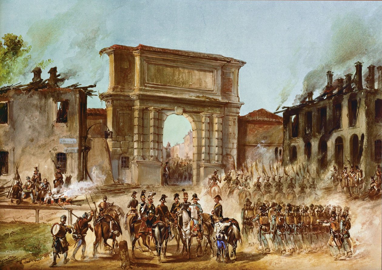 Feldmarschall Radetzky vor der Porta Romana in Mailand von Franz Gerasch