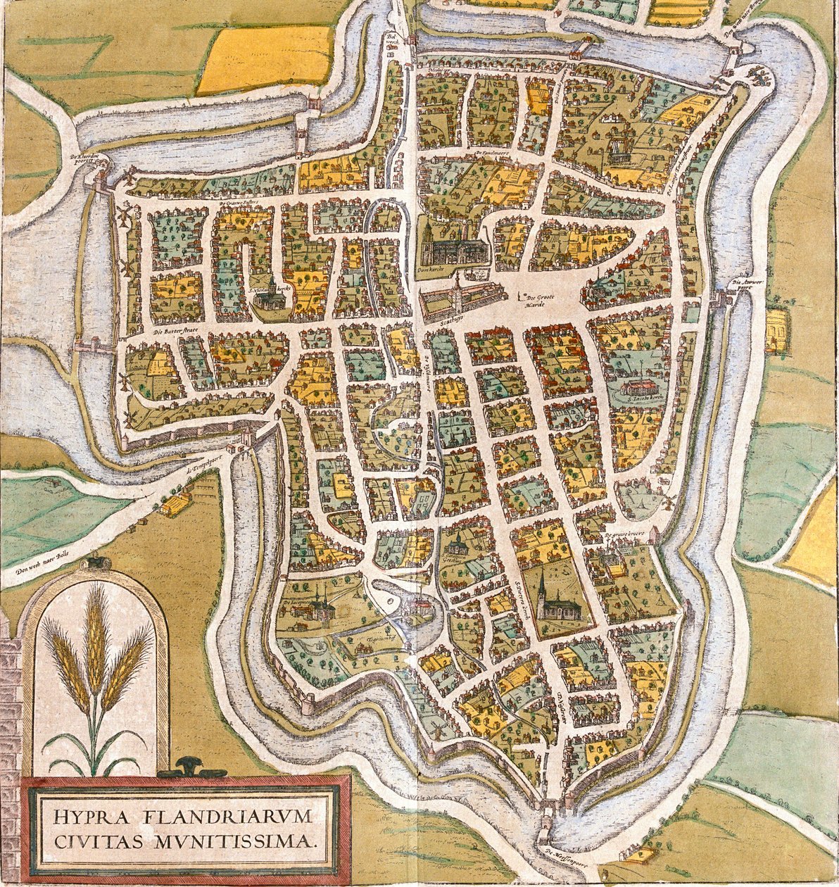Plan von Ypern, Belgien von Franz Hogenberg