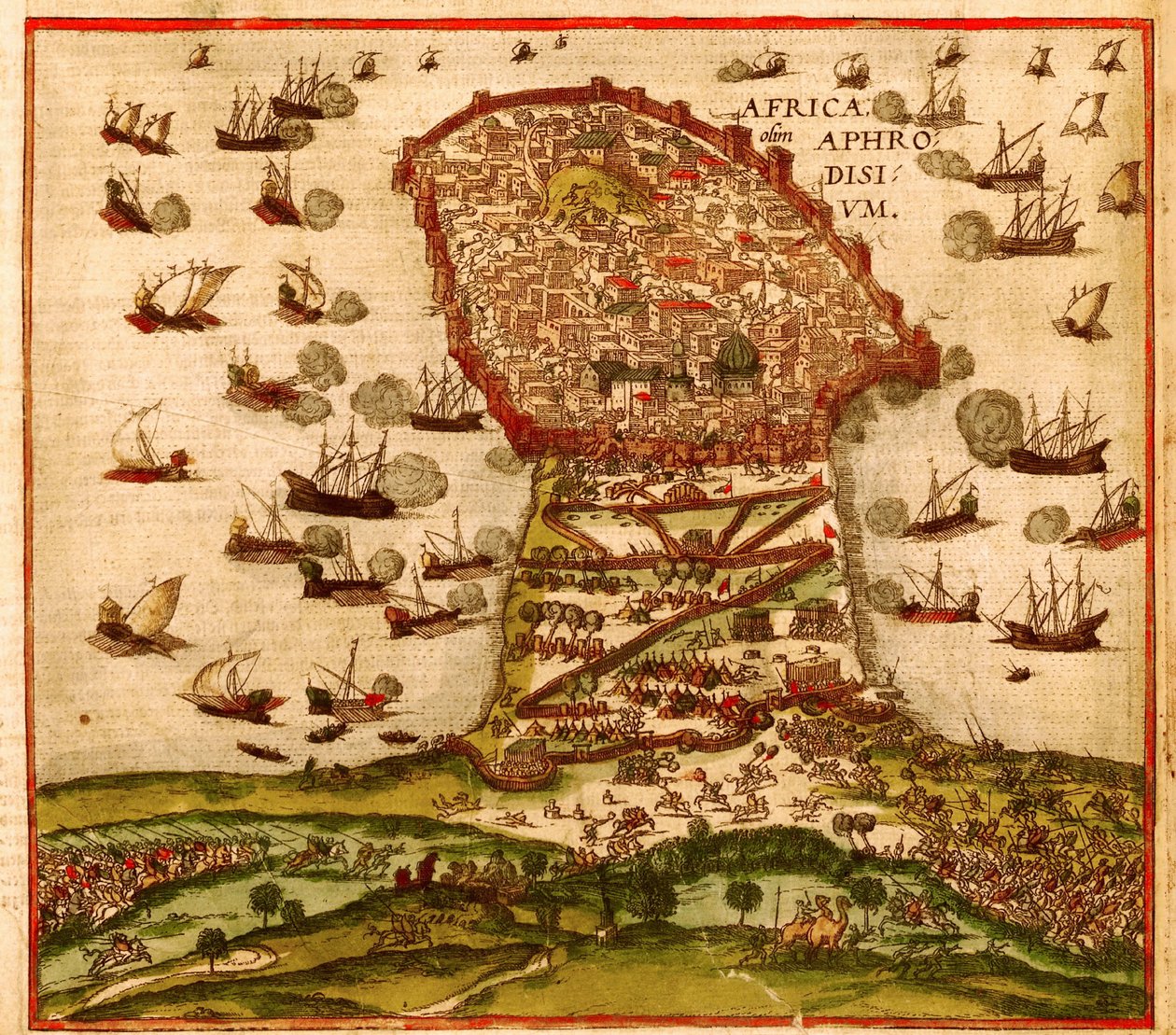 Der Osmanische Korsar Khayr al-Din Barbarossa gegen die Armee von Karl V., von Franz Hogenberg von Franz Hogenberg