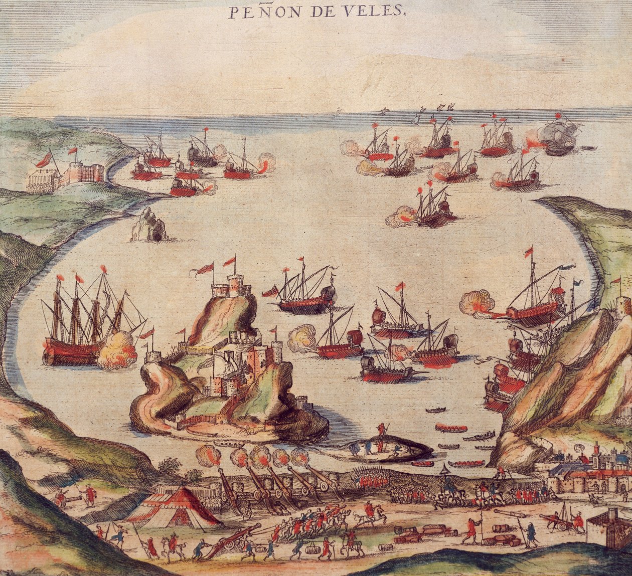 Der osmanische Korsar Khayr al-Din Barbarossa gegen die Armee von Karl V., von Franz Hogenberg von Franz Hogenberg
