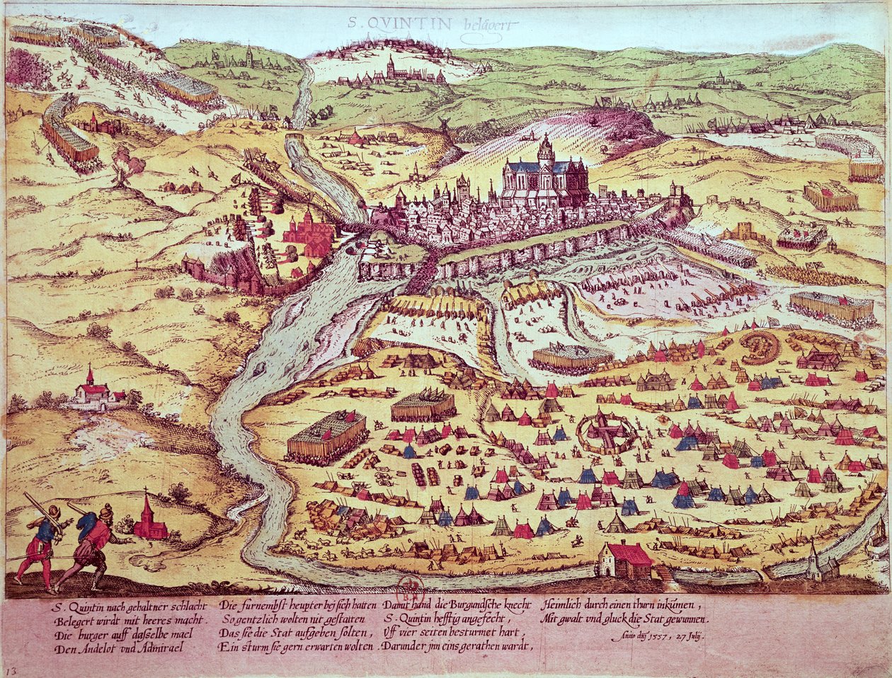 Die Belagerung von St. Quentin, 27. Juli 1557 von Franz Hogenberg